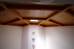 interior view of pine ceiling 